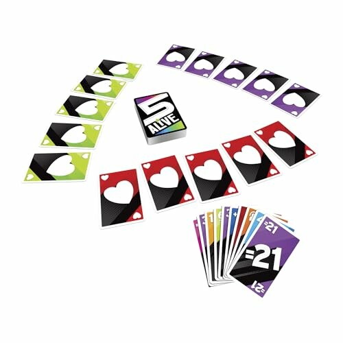 5 Alive card game layout with colorful cards and deck.