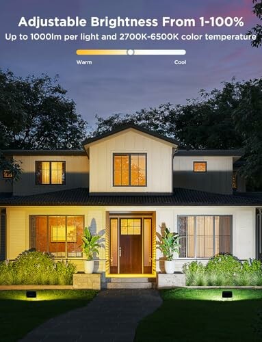 House with adjustable lighting brightness and color temperature.