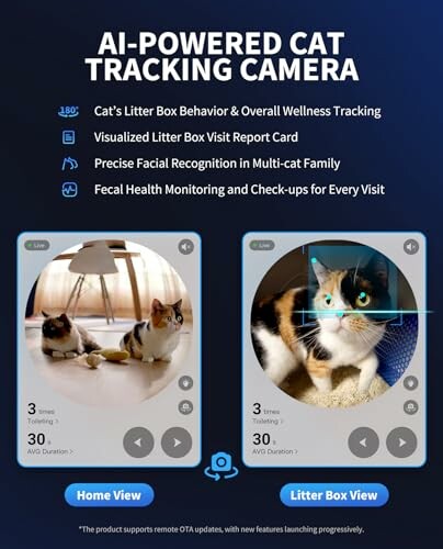 AI-powered cat tracking camera features and views