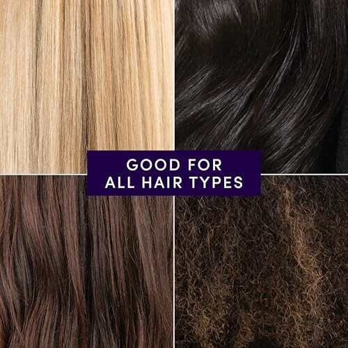 Four different hair textures with text 'Good for all hair types'.