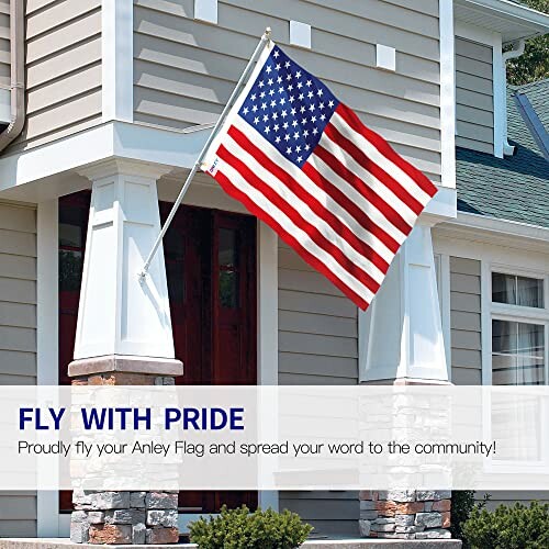 American flag flying outside a house