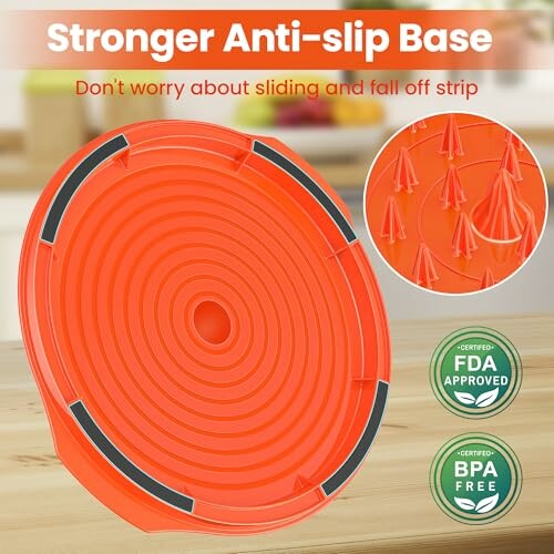 Orange anti-slip base mat with FDA and BPA free certifications