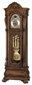 Antique wooden grandfather clock with ornate details.