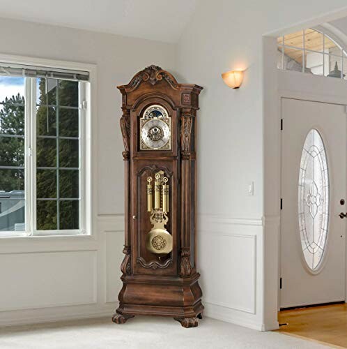 Antique grandfather clock in a bright room