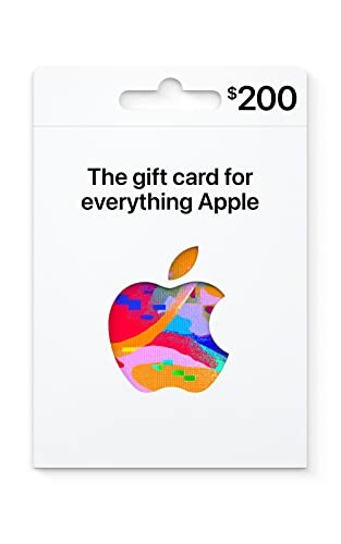 Apple gift card with colorful logo and $200 value