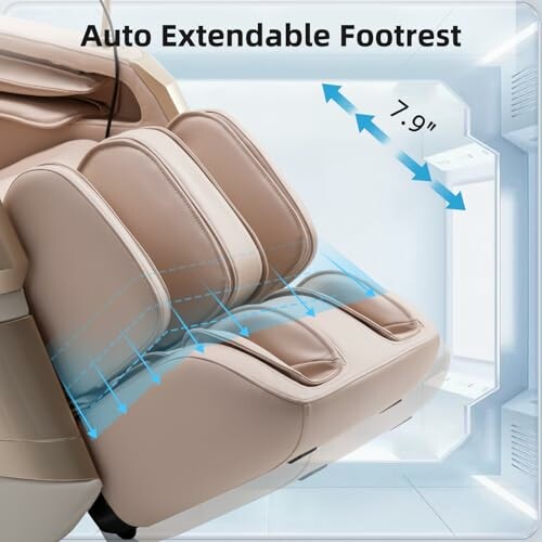 Auto extendable footrest feature on a reclining chair.