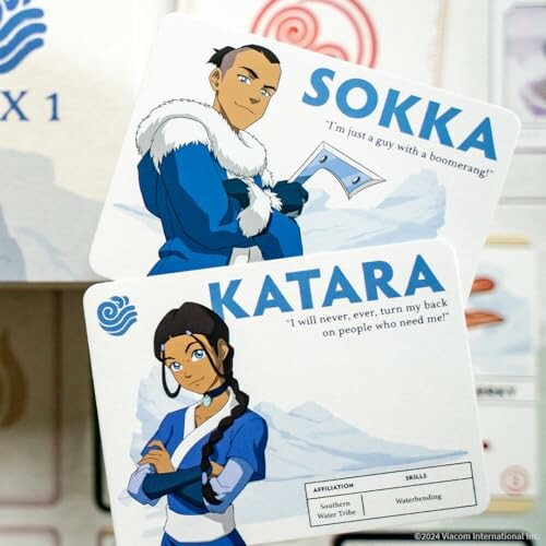 Character cards for Sokka and Katara from Avatar.