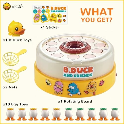 B.Duck toy set with rotating board, duck toys, egg toys, nets, and sticker.