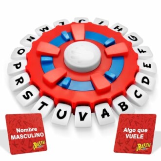 Basta game board with alphabet letters and red cards.