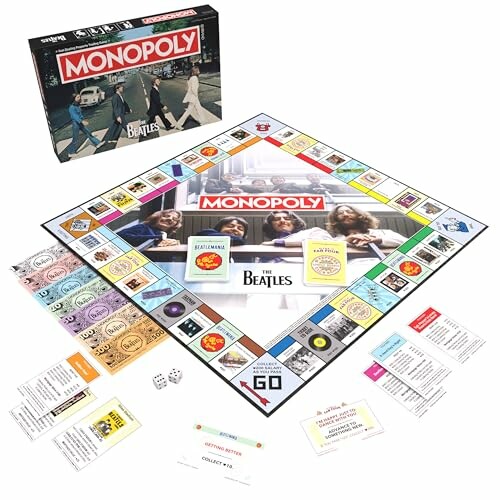 The Beatles-themed Monopoly board game with box and components.