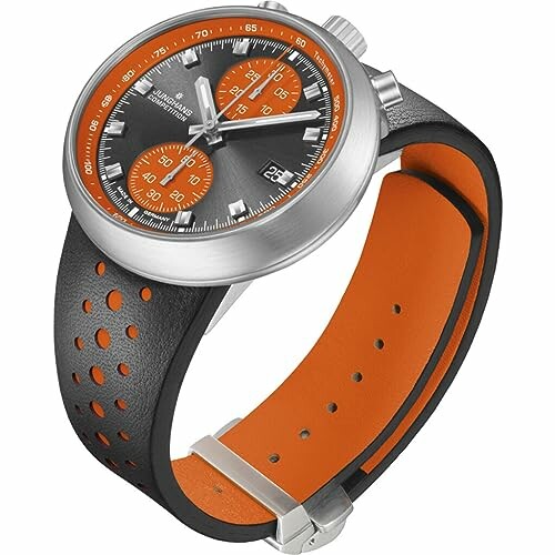 Stylish wristwatch with black and orange design