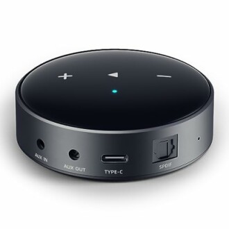 Bluetooth audio receiver with volume controls and ports