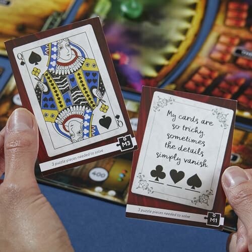 Hands holding playing cards over a board game.