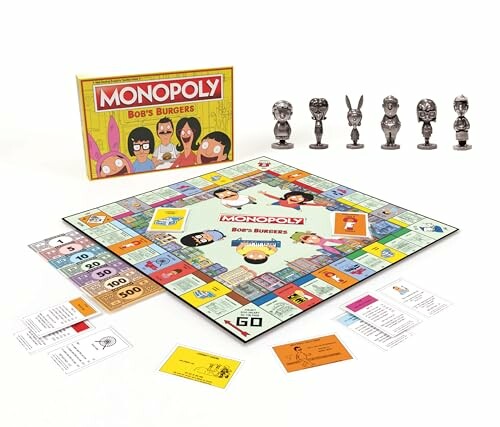 Bob's Burgers themed Monopoly board game with character tokens.