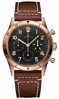 Breitling chronograph watch with brown leather strap.