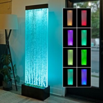 Illuminated bubble water panel with color variations