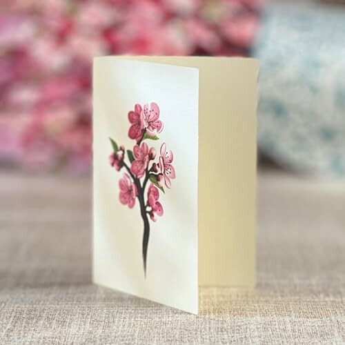 Greeting card with cherry blossom design