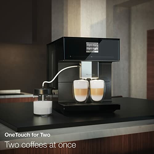 Coffee machine making two lattes simultaneously