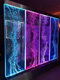 Illuminated bubble wall panel with blue and purple lights