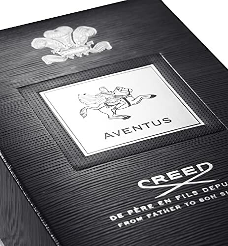 Creed Aventus perfume box with logo and text.