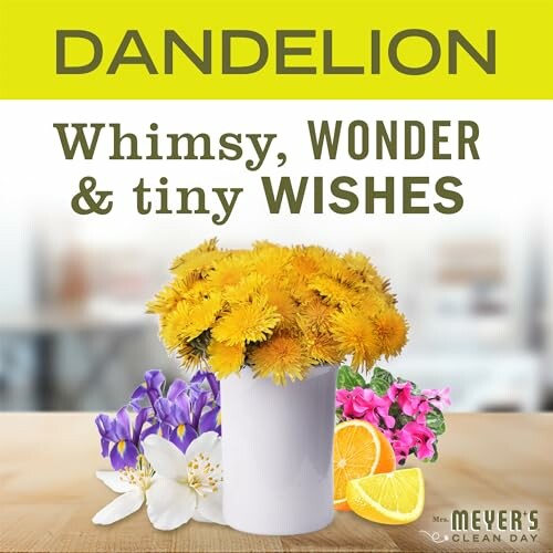 Dandelion flowers in a vase with colorful background