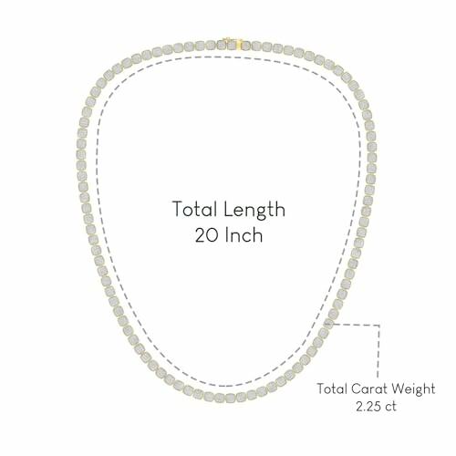 Illustration of a 20-inch diamond tennis necklace with a total carat weight of 2.25 ct.