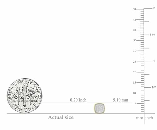 Size comparison of a dime and a small diamond with a ruler scale.