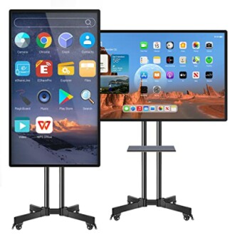 Dual screen smart mobile monitor with apps displayed.