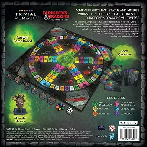 Trivial Pursuit Dungeons & Dragons board game box with game pieces.