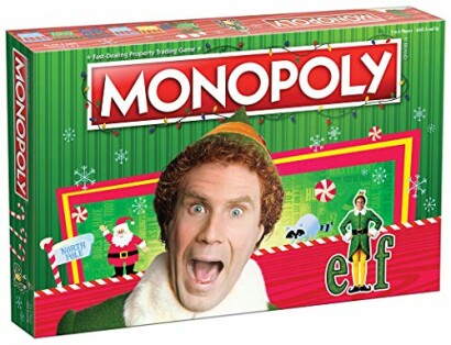 Elf-themed Monopoly board game box with character image.