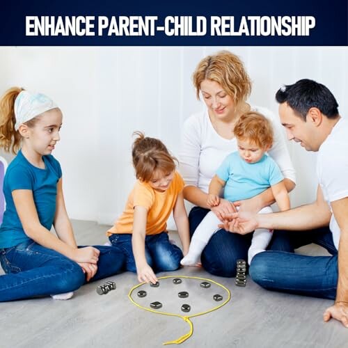 Family playing together on the floor to enhance parent-child relationship.