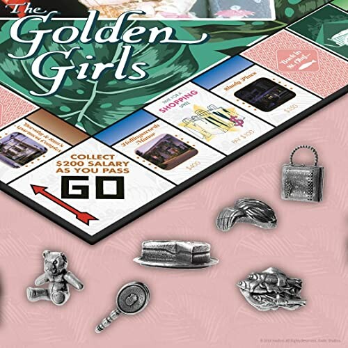 Golden Girls themed board game with player pieces.