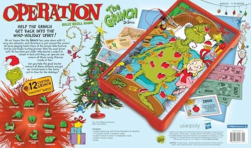 Grinch-themed Operation board game box.