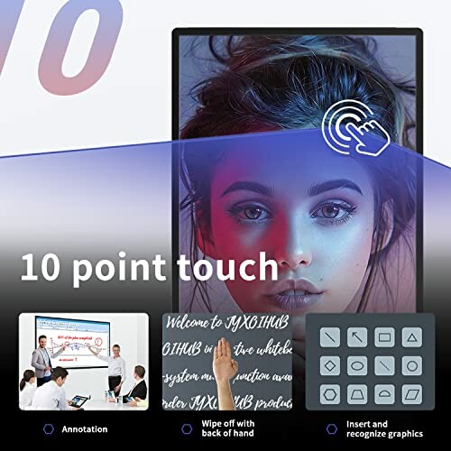 Interactive touchscreen display with 10 point touch feature.