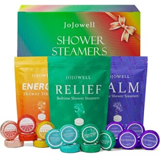 JoJowell shower steamers set with various scents.