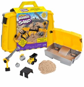 Kinetic Sand construction site playset with accessories.