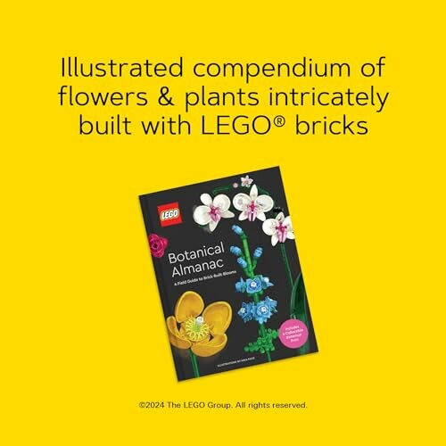 Illustrated book cover of Botanical Almanac with LEGO flowers.