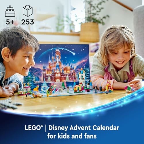 Children playing with LEGO Disney Advent Calendar set