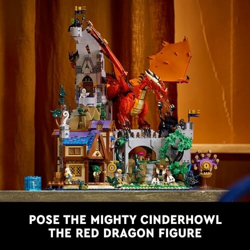 LEGO set with red dragon and castle