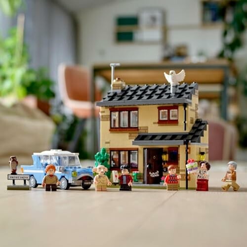 Lego house with figures and car