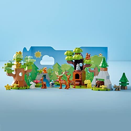 Colorful LEGO forest animal set with trees and animals