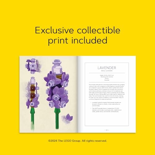 LEGO lavender model with exclusive collectible print.