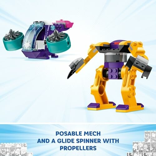 Lego posable mech and glide spinner with propellers