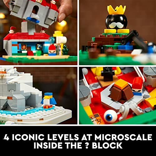 LEGO set featuring microscale iconic levels with various mini structures and figures.