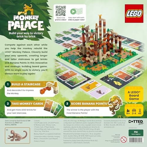 LEGO Monkey Palace board game box with instructions and game pieces.