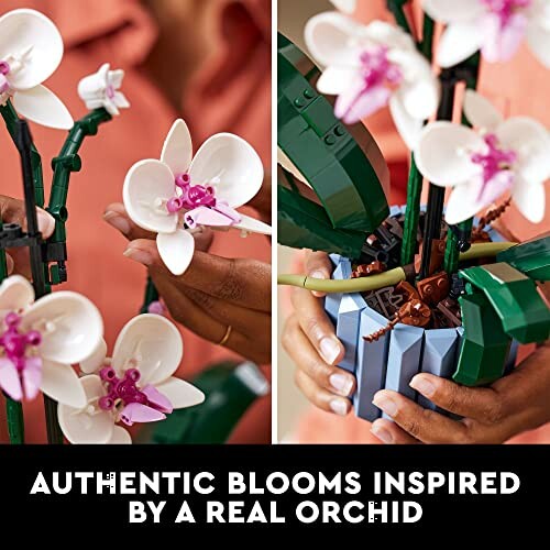 LEGO orchid blooms with realistic design.