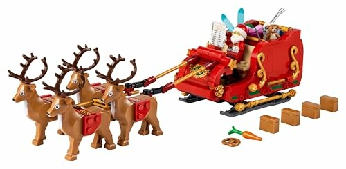 LEGO Santa sleigh with reindeer and gifts