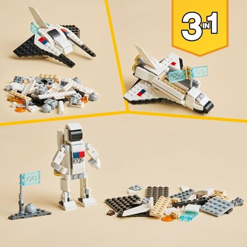 LEGO space shuttle and astronaut set with pieces.