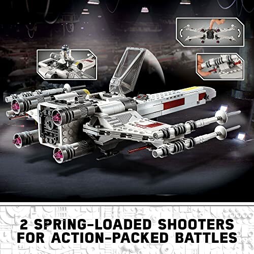 LEGO starfighter with spring-loaded shooters for action-packed battles.