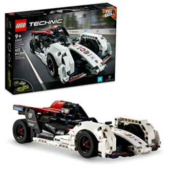 LEGO Technic Porsche model toy car with packaging.